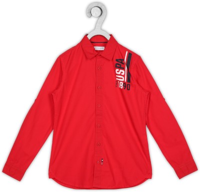 U.S. POLO ASSN. Boys Printed Casual Red Shirt
