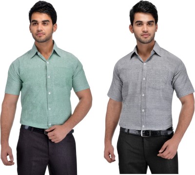 DESHBANDHU KHADI Men Solid Formal Multicolor Shirt(Pack of 2)