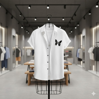 Siya Fashion Men Printed Casual White Shirt