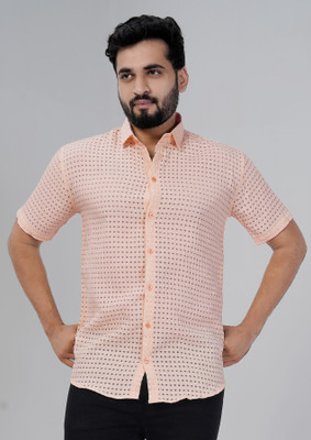Shlok Men Self Design Casual Orange Shirt