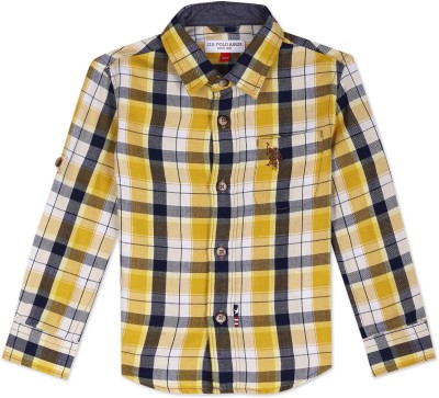 U.S. POLO ASSN. Boys Checkered Casual Yellow Shirt