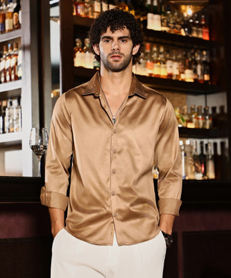 CAMPUS SUTRA Men Solid Casual Beige Shirt