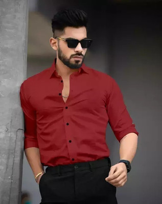 Aary fashion Men Solid Formal Red Shirt