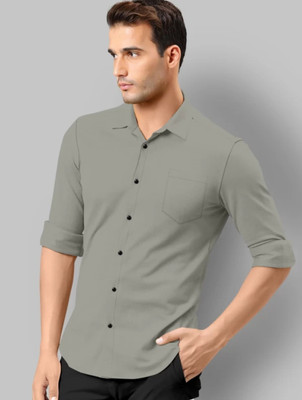 JACKBELLA Men Printed Casual Grey Shirt