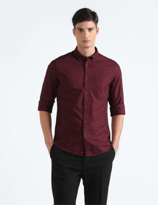 FLYING MACHINE Men Solid Casual Red Shirt