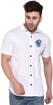 Money Leaf Men Solid Casual White Shirt