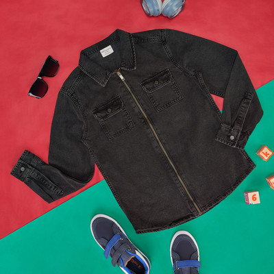 Pantaloons Junior Boys Solid Casual Black Shirt