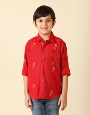 Fabindia Boys Embroidered Casual Red Shirt