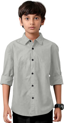 REAL WAY Boys Solid Casual Grey Shirt