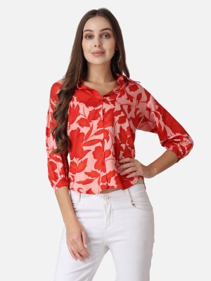 Cation Women Printed Casual Red Shirt