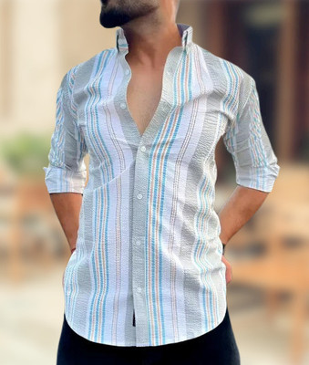 Mvraj Fashion Men Printed Casual White Shirt