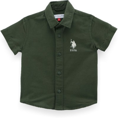 U.S. POLO ASSN. Baby Boys Solid Casual Dark Green Shirt