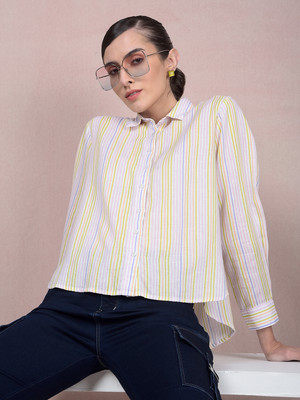 CRIMSOUNE CLUB Women Striped Casual Multicolor Shirt
