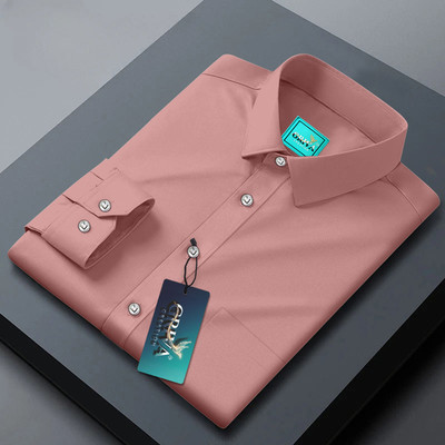 Grivacreation Men Solid Casual Pink Shirt