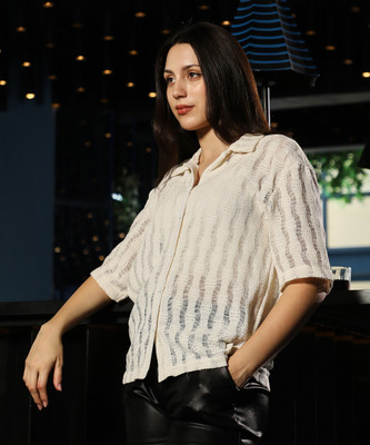 Pinacolada Women Solid Casual White Shirt