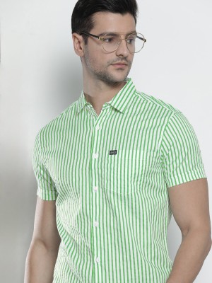 The Indian Garage Co. Men Striped Casual Green Shirt