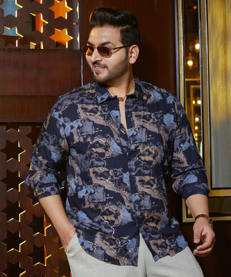 Instafab Plus Men Striped Casual Blue Shirt