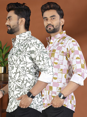 ADWYN PETER Men Printed Casual Multicolor Shirt(Pack of 2)