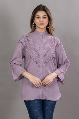 Japroz Women Solid Formal Purple Shirt