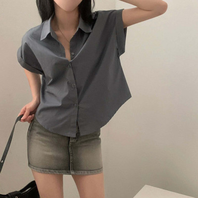 OUTZIDR Women Solid Casual Grey Shirt