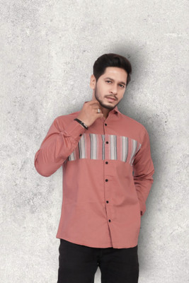 U AND J TREND Men Printed Casual Pink Shirt