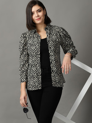 SHOWOFFFF Women Printed Casual Black Shirt