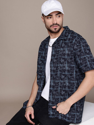 Roadster Men Printed Casual Dark Blue Shirt