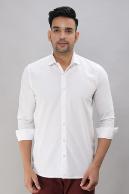 Pactimo Men Solid Casual White Shirt