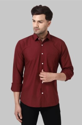 ARTLOOK Men Solid Casual Maroon Shirt