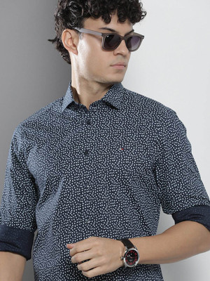 TOMMY HILFIGER Men Printed Casual Dark Blue Shirt