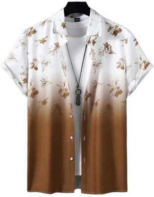 Varni Creation Men Printed Casual Brown Shirt