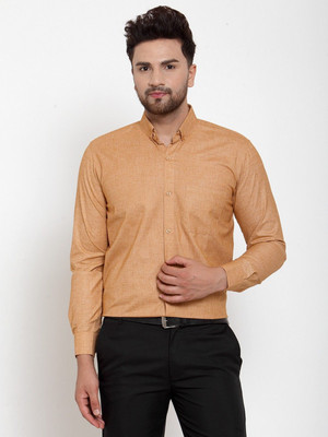 JAINISH Men Solid Formal Orange Shirt