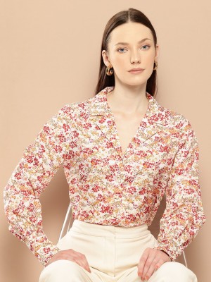 her by invictus Women Printed Formal White Shirt