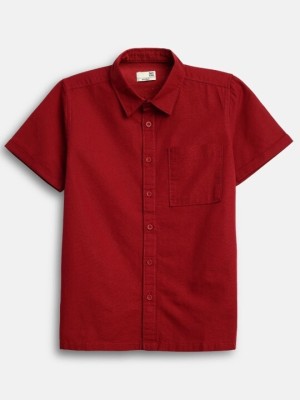 BONKIDS Boys Solid Casual Red Shirt