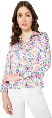 MADAME Women Printed Casual Purple Shirt