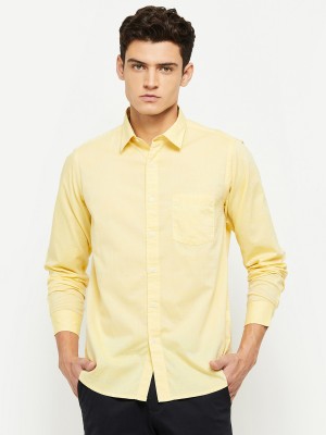 MAX Men Solid Casual Yellow Shirt