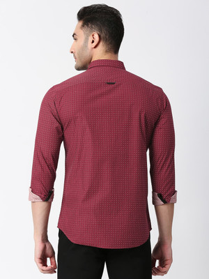 BASICS Men Printed Casual Red Shirt
