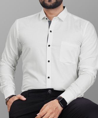 VeBNoR Men Solid Formal White Shirt