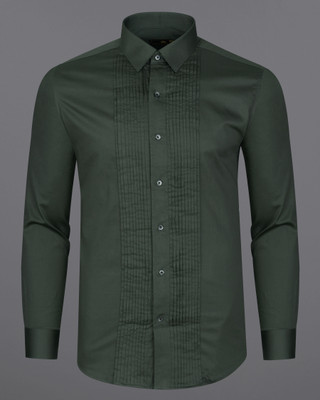 french crown Men Solid Formal Green Shirt
