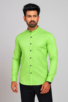 CROWNTAIL Men Solid Casual Light Green Shirt