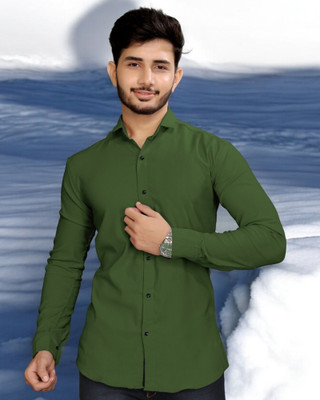 gurukrupa creation Men Solid Casual Green Shirt