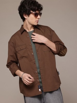 Roadster Men Solid Casual Brown Shirt