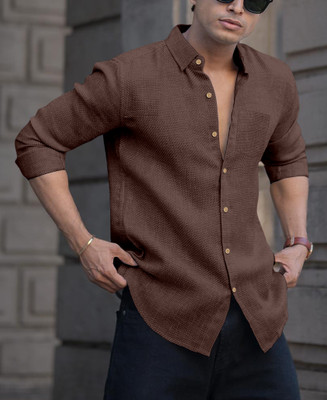 ROMIL ENTERPRISE Men Self Design Casual Brown Shirt