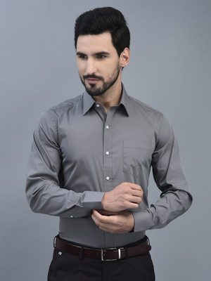 Canoe Men Solid Formal Grey Shirt