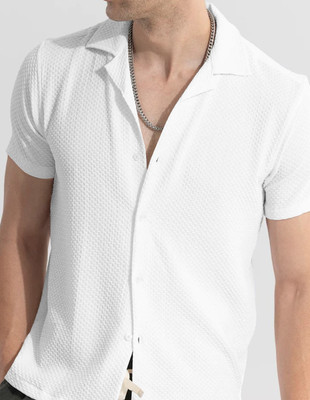 quinlan Men Checkered Casual White Shirt
