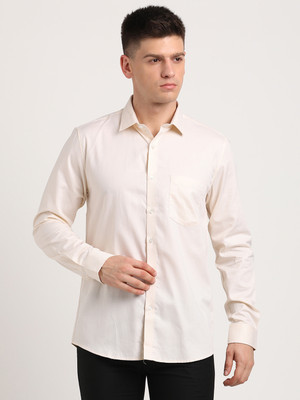 TURTLE Men Solid Casual Beige Shirt