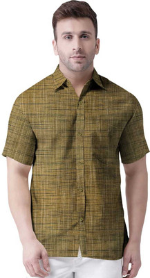 Jk Khan Men Self Design Casual Green Shirt