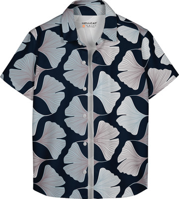 Hellcat Boys Printed Casual Dark Blue Shirt