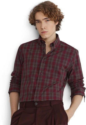 RARE RABBIT Men Checkered Casual Red Shirt