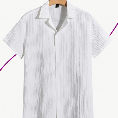 A Dearise Trend Men Self Design Casual White Shirt